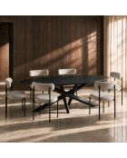 Table à manger fixe PARMA Céramique noire et pieds noirs - 240cm