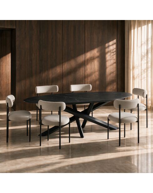 Table à manger fixe PARMA Céramique noire et pieds noirs - 240cm
