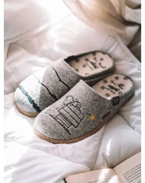 Chaussons d'intérieur en laine Charlie gris