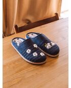 Chaussons d'intérieur en laine Charlie bleus