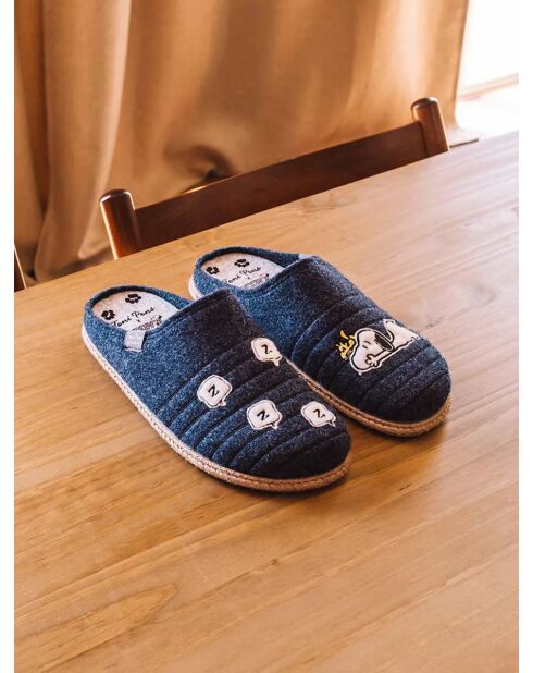 Chaussons d'intérieur en laine Charlie bleus