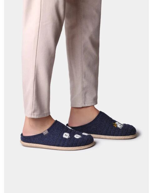 Chaussons d'intérieur en laine Charlie bleus