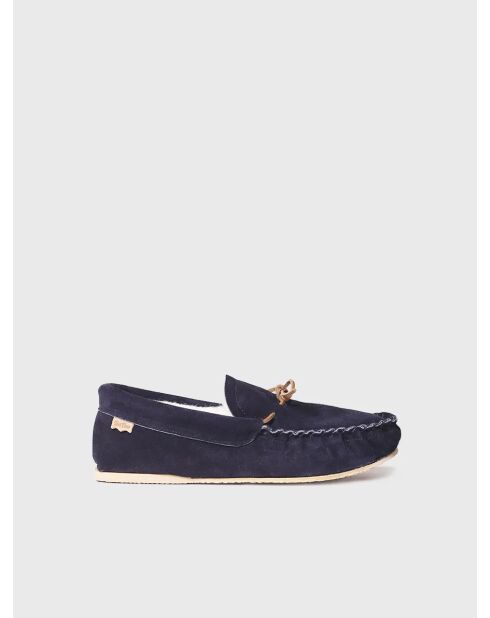 Chaussons d'intérieur en cuir Nagel bleu marine