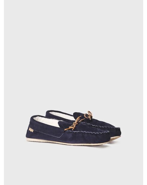 Chaussons d'intérieur en cuir Nagel bleu marine