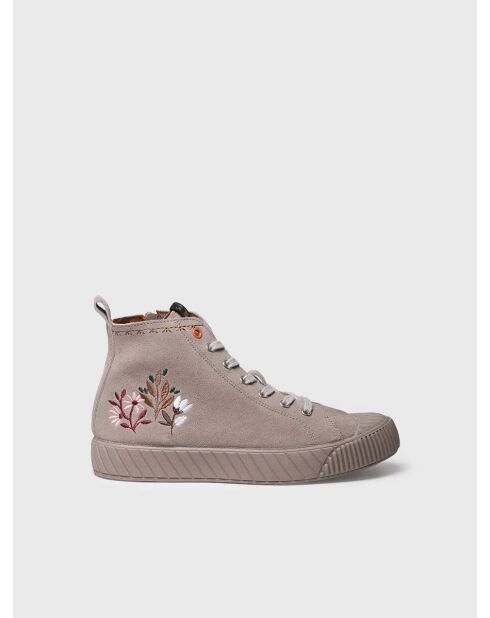 Zapatillas Gia de piel gris claro