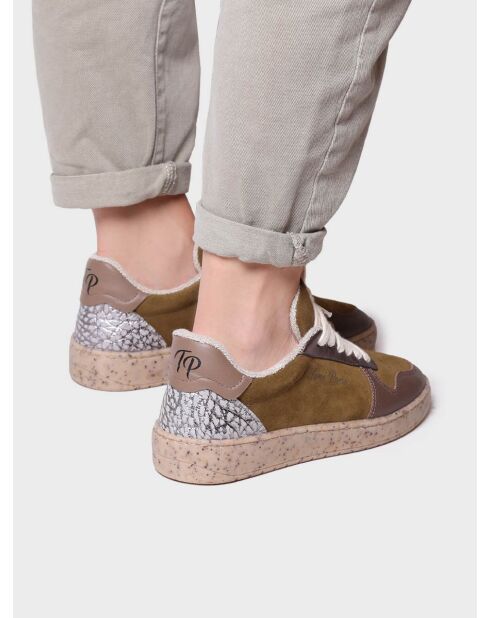 Baskets en cuir Alexandra vert kaki