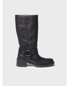Schwarze Lederstiefel Kate