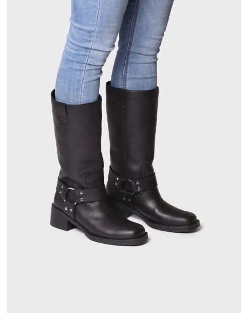 Schwarze Lederstiefel Kate