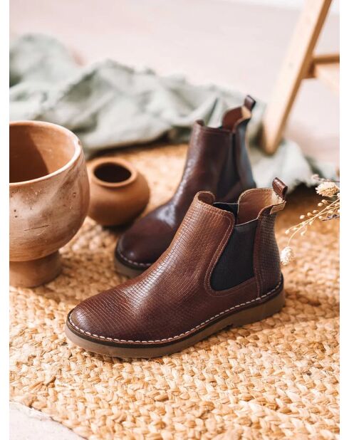 Bottes en cuir Isa cognac