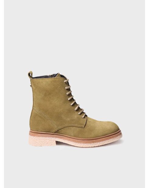 Bottines en cuir Lou vert kaki