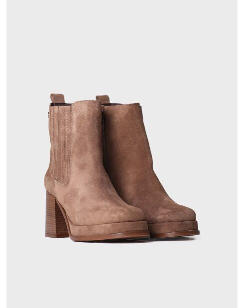 Bottines en cuir Ros taupe