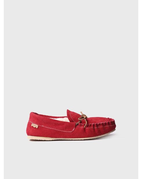 Chaussons d'intérieur en cuir Mila rouges