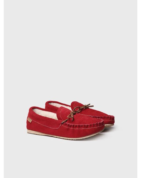 Chaussons d'intérieur en cuir Mila rouges