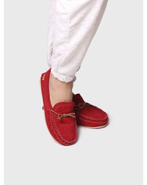 Chaussons d'intérieur en cuir Mila rouges