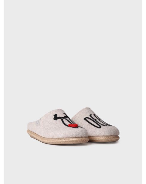 Chaussons d'intérieur en laine Deli écrus