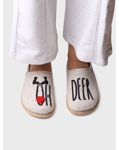 Chaussons d'intérieur en laine Deli écrus