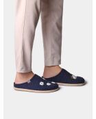 Chaussons d'intérieur en laine Charlie bleus