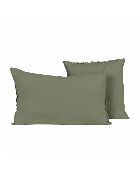 Taie d'oreiller en Lin & Coton Limy kaki - 80x80 cm