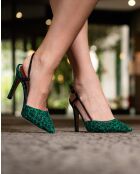 Pumps slingback in pelle con stampa leopardata - tacco 9 cm