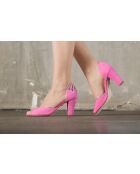 Salem Pumps aus rosafarbenem und goldenem Leder - Absatz 8 cm
