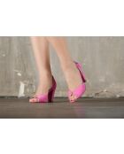 Salem Pumps aus rosafarbenem und goldenem Leder - Absatz 8 cm