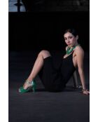 Lilith leren broek in groen en goud - Hak 8cm