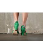 Zapatos Salem de piel verde y dorado - Tacón 8 cm