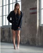 Zilverkleurige leren broek Lilith - Hak 8cm