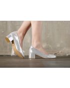 Escarpins babies en cuir Lucia argentés - Talon 5cm