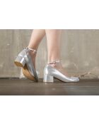 Escarpins babies en cuir Lucia argentés - Talon 5cm