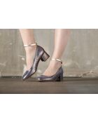 Escarpins babies en cuir Lucia bleu jean - Talon 5cm