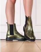 Bottines chelsea à talon en cuir métallisé Gotham kaki