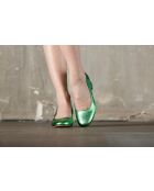 Zapatos de tacón Louise de piel metalizada verde - Tacón de 5 cm