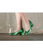 Zapatos de tacón Louise de piel metalizada verde - Tacón de 5 cm