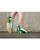 Zapatos de tacón Louise de piel metalizada verde - Tacón de 5 cm