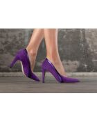 Zapatos de tacón Maiwen de terciopelo morado, tacón de 9 cm