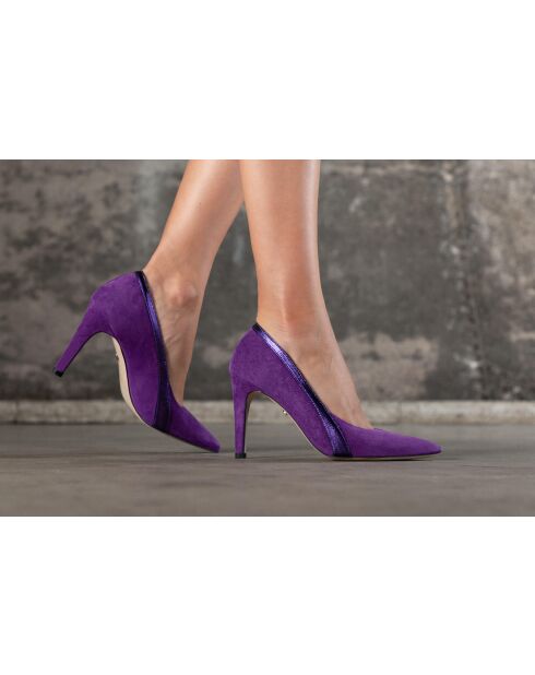 Zapatos de tacón Maiwen de terciopelo morado, tacón de 9 cm