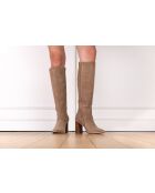 Botas Mai de piel beige - Tacón de 9 cm