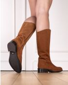 Botas Alabama de piel coñac con tacón medio
