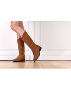 Botas Alabama de piel coñac con tacón medio