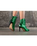 Bottines en cuir métallisé Santiag Rose vertes - Talon 7cm
