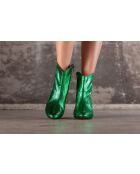 Bottines en cuir métallisé Santiag Rose vertes - Talon 7cm