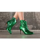 Bottines en cuir métallisé Santiag Rose vertes - Talon 7cm