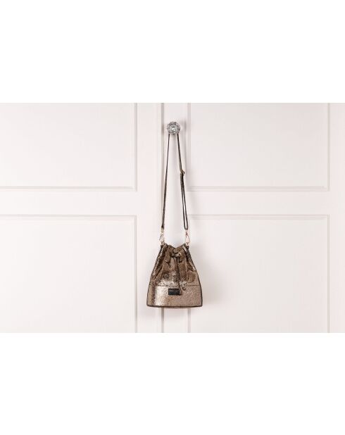 Bolso bombonera Luías de piel agrietada dorada - 26 x 20 x 13,5 cm