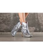 Botas de piel Santiag Rose plateadas - Tacón 7 cm