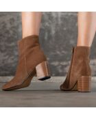 Beth cognac leren laarzen - Hak 7cm