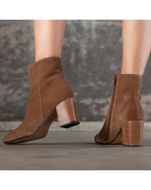 Botas Beth de piel color coñac - Tacón 7 cm