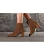 Beth cognac leren laarzen - Hak 7cm