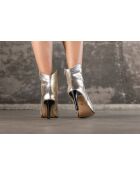 Bottines en cuir Santiag Rose dorées - Talon 7 cm