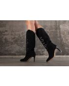 Schwarze Lederstiefel Kate - 7,5 cm Absatz